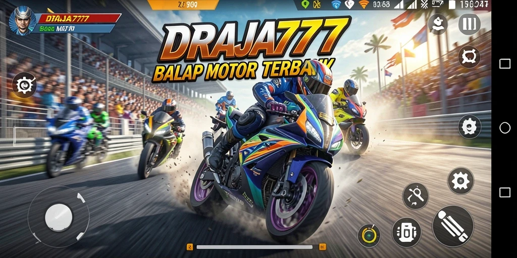 Antarmuka menampilkan balapan motor yang seru dan menegangkan.
