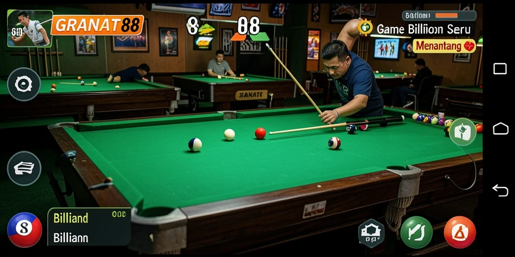 Antarmuka GRANAT88 yang menarik dan dinamis saat bermain Billiard.