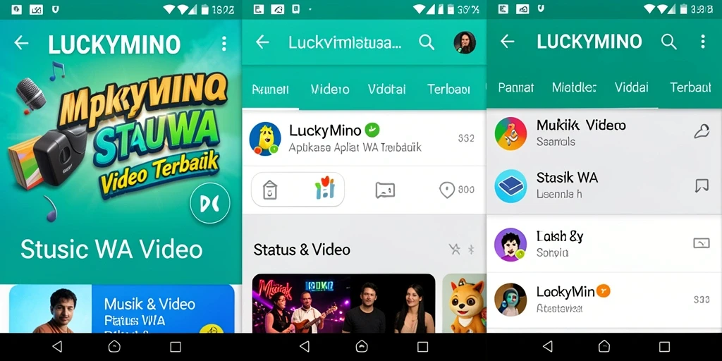 Tampilan antarmuka LUCKYMINO yang menarik untuk Status WA Video.