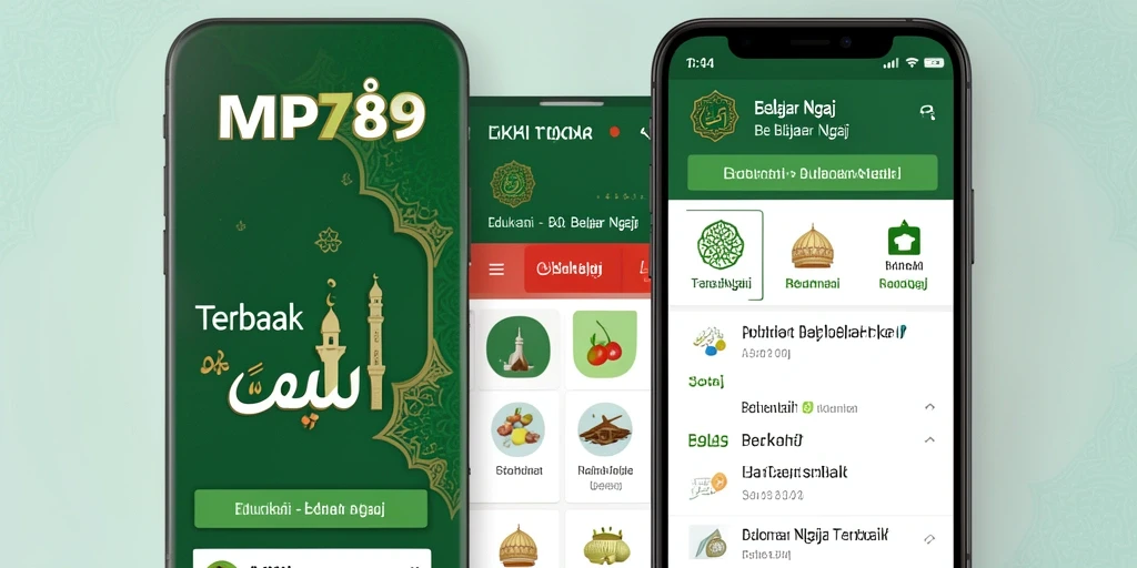 Screenshot aplikasi MVP789 yang menunjukkan antarmuka Belajar Ngaji.
