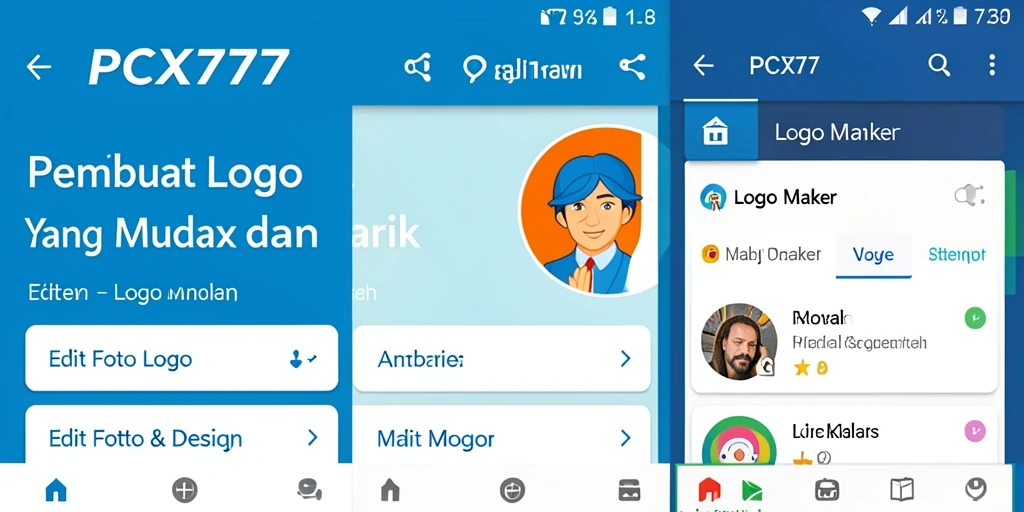 Tampilan antarmuka aplikasi PCX777 untuk pembuatan logo yang intuitif.