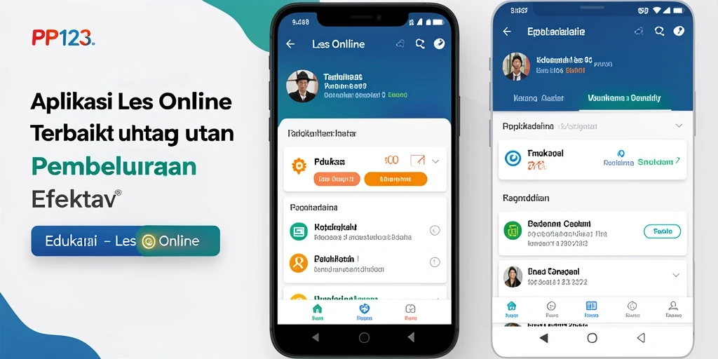 Tampilan antarmuka aplikasi Les Online PP123 yang user-friendly.