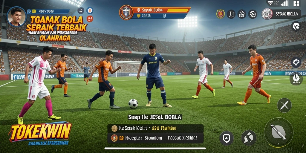 Tampilan antarmuka permainan Sepak Bola yang menarik dan interaktif.