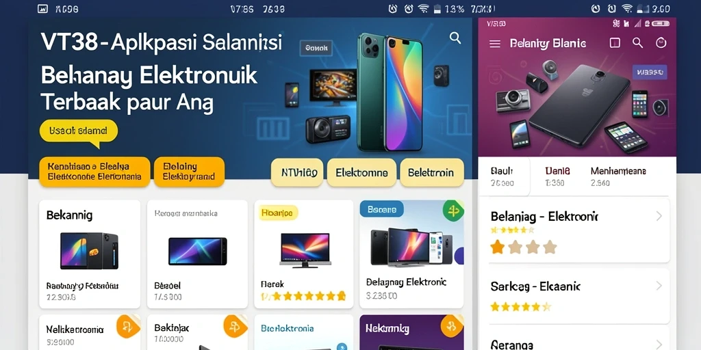 Antarmuka aplikasi VT38 menampilkan berbagai produk elektronik dengan jelas.